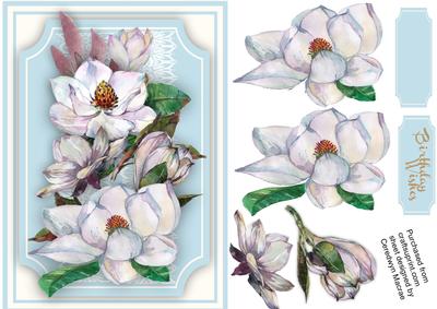 Lovely Wqater Colour Magnolias on Lace