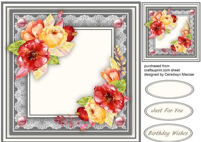 Beautiful Roses on Silver Grey Mat