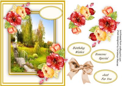 A5 Lovely Garden Scene with Roses