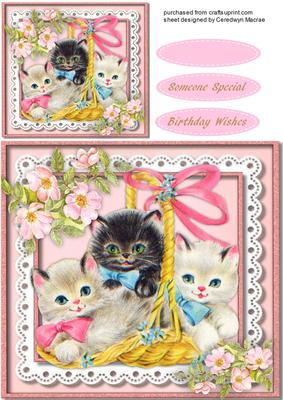 Beautiful Trio of Kitties in a Basket 