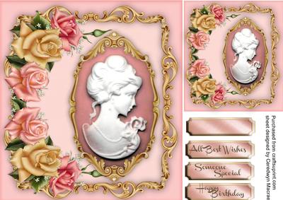 Lovely Cameo with Pink Roses 