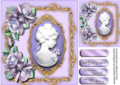 Lovely Cameo with Lilac Roses 