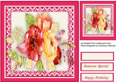 Beautiful Wter Coloured Roses on Lace 