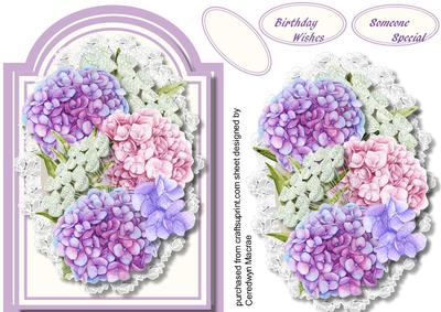 Lovely Hydrangers in a Shaped Card 