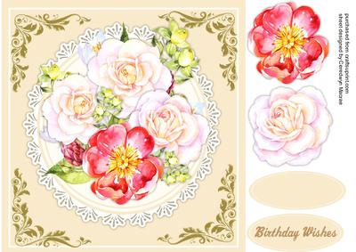 Lovely Roses on Cutout Lace 