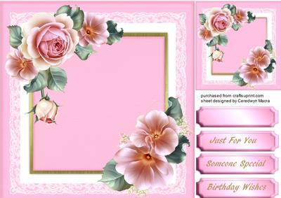 Beautiful Roses on Gold and Lace 