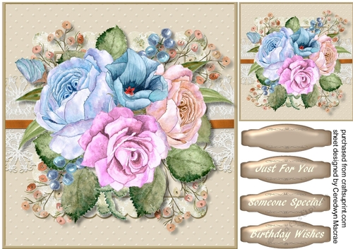 Beautiful Mixed Roses on lace 1, 