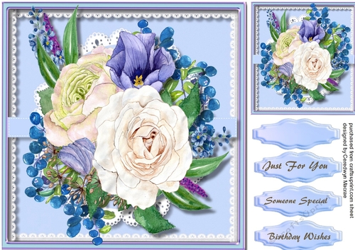 Beautiful Cream and Blue Roses on Lace 6, 