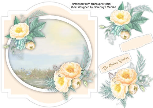 Beautiful cream Roses on a Shaped oval plaque 