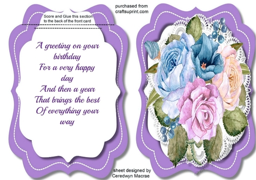 Tent card with Verse and Roses 