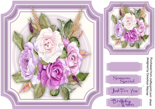 Beautiful Roses on a Cut Out Card 