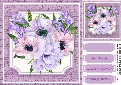 Lovely Lilac Roses on a Script Mat 