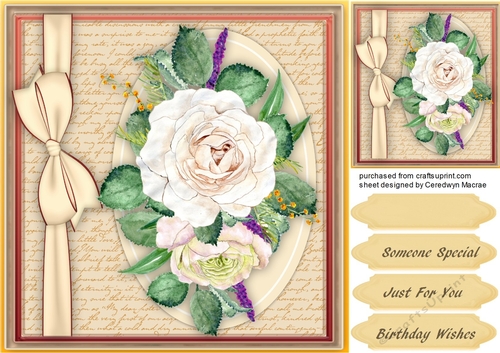 Beautiful Cream Roseson a Script mat 