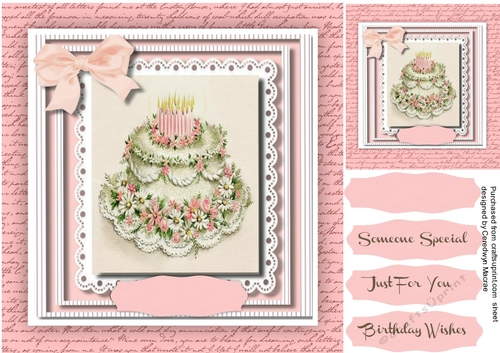 Beautiful Birthday cake on a Script Mat 