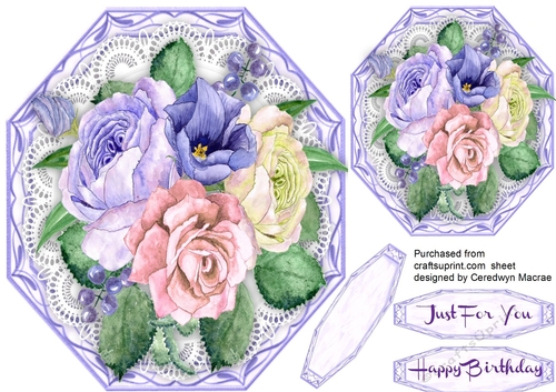 Beautiful lilac Octagonal with Roses 