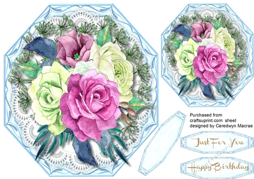 Beautiful Blue Octagonal  with Mixed Roses , 3.