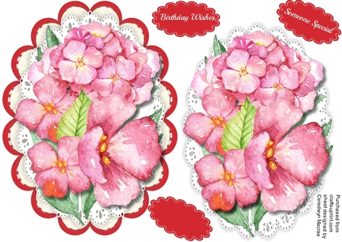 Beautiful Hydrangea in a lace oval mat 