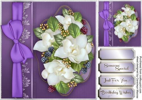 Beautifukl White Magnolias on a Ornate Mat , 