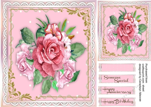 Beautiful Pink Roses in a Gold and Pearl frame 