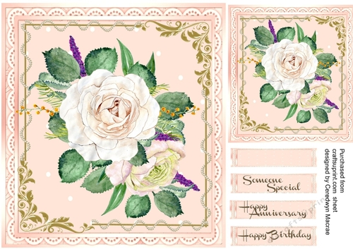 Beaitiful Cream roses on a Gold and pearl frame 