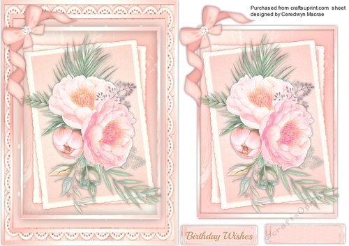Beautiful Pink roses on a Double mat 