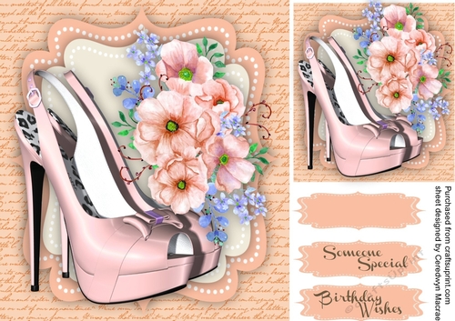 Beautiful Shoes and roses on a pink script mat ,1