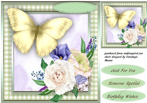 Golden Butterfly and Roses  2
