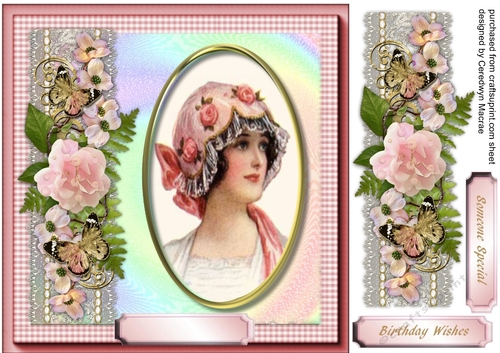 Beautiful Vintage Lady and Roses 