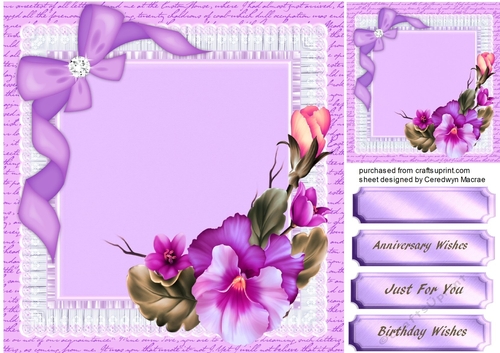 Lovely Lilac Pansys on a Lace Frame 