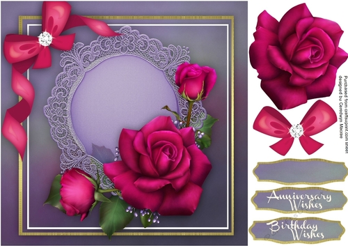 Beautiful Claires Roses on a lace mat 