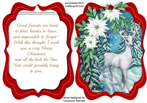 Print, Cut and Fold , White Reindeer in the Snow 1, 