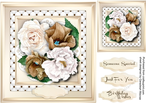 Beautiful Cream and Buff roses on a Lattace Mat 1