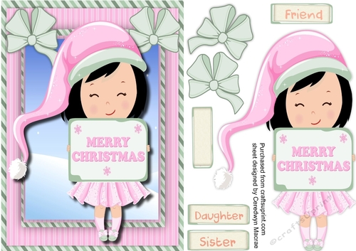 Merry Christmas girli in Pink 