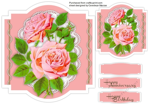 Beautiful Roses on a Bracket Shaped card