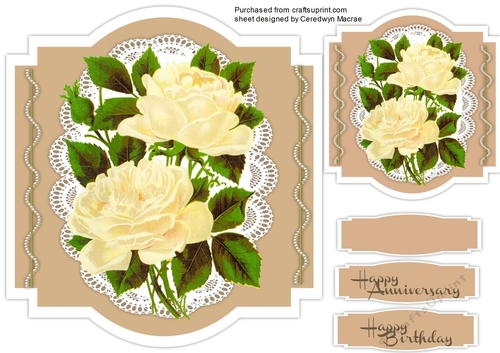 Beautiful Yellow roses ona Shaped Bracket card 