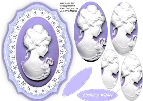 Beautiful Lilac Cameo on a lace mat , Pyramid