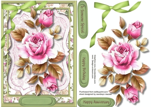 Beautiful Deep Pink roses on a Bracket Mat