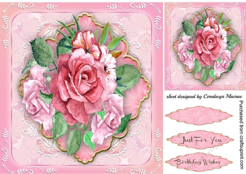 Stunning Roses on a Swirl Mat 