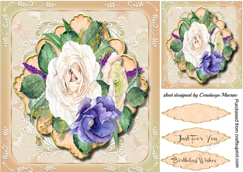 Beautiful Roses on a Swirly Mat