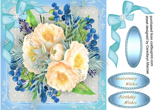 Beautiful Peonie roses and Blue Berrys 