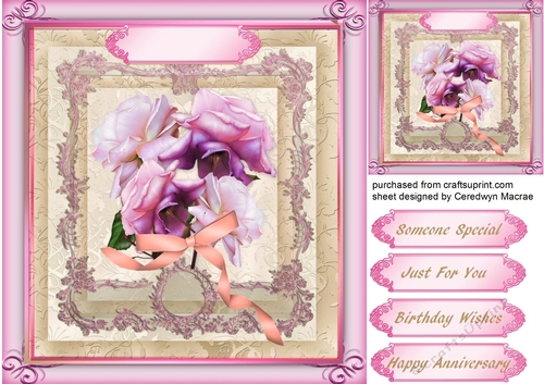 Beautiful Pink Roses on a Ornate mat