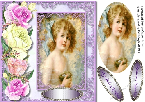 Beautiful vintage Girl and Roses 