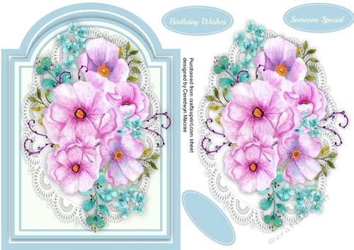 Beautifukl Roses on a blue shaped mat 4