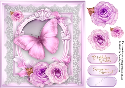 Beautiful lilac Butterfly and Roses 
