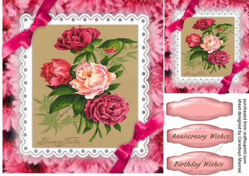 Beautiful Roses on lace with Double Bow 