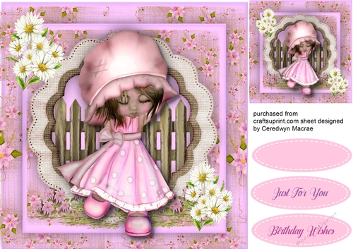 Girl In Pink with Daisys 