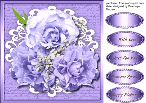 Beautiful Lilac Roses on Cut Out Lace 3