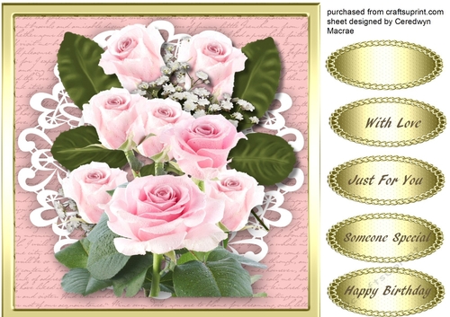 Beautiful pink roses on Cut out Lace 5