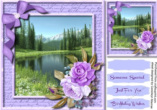 Beautiful Mountain Lake and Roses 