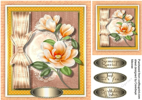 Beautiful Peach Magnolia and Bow 